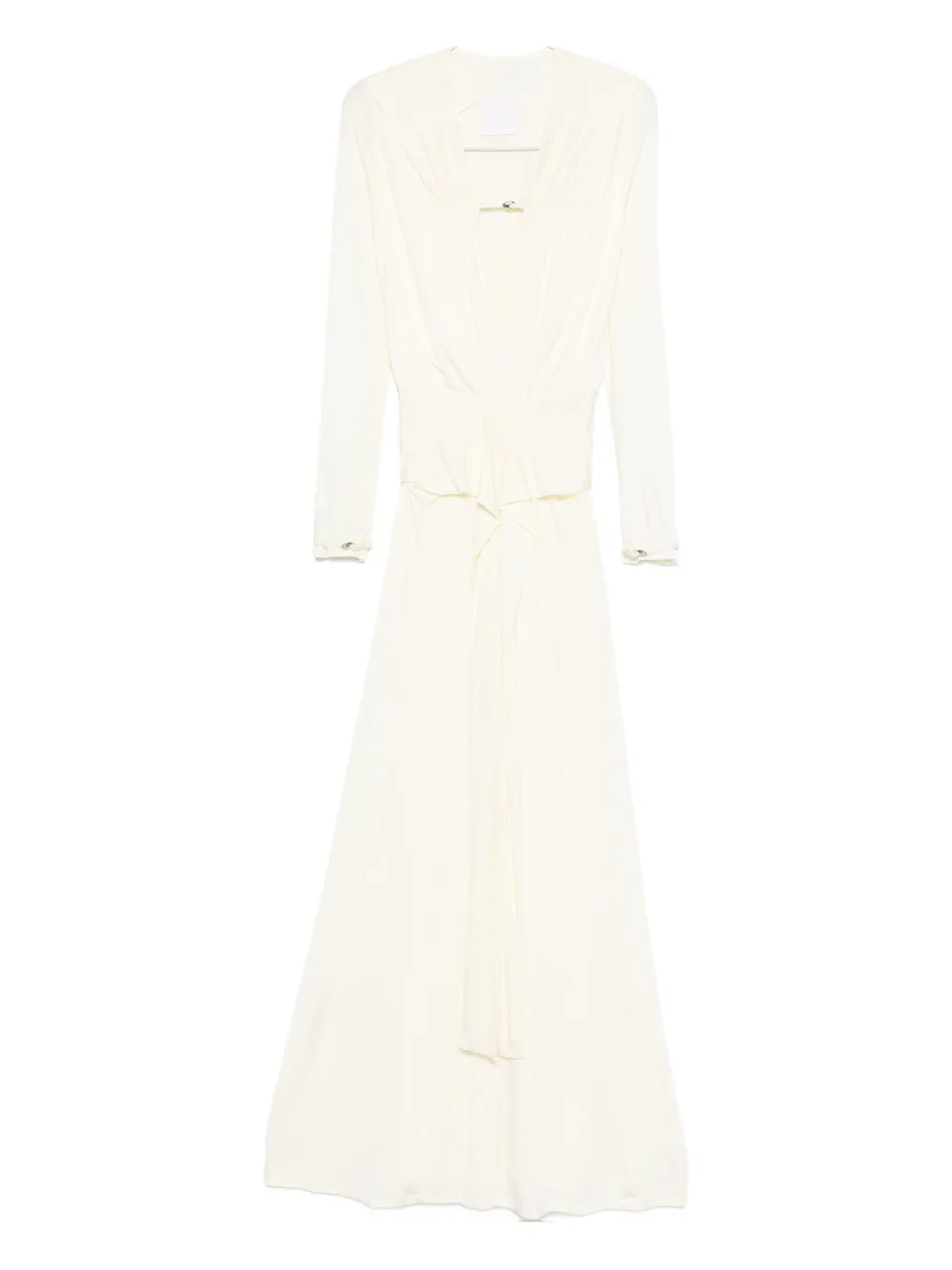 Paris Georgia Filomena Long-sleeve Wrap Dress In Neutral