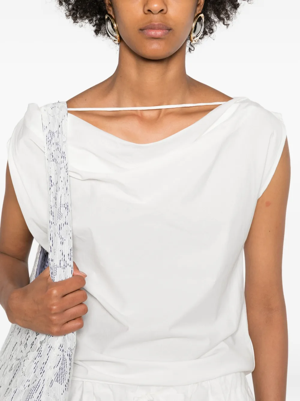 Paris Georgia Christophe Halterneck Draped Top In White