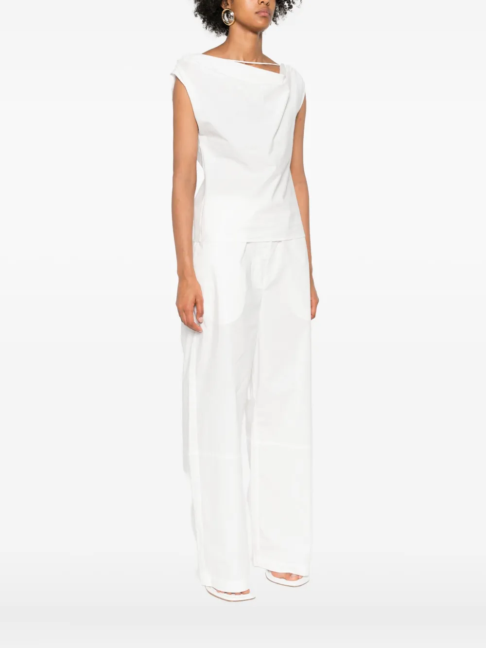 Paris Georgia Christophe Halterneck Draped Top In White