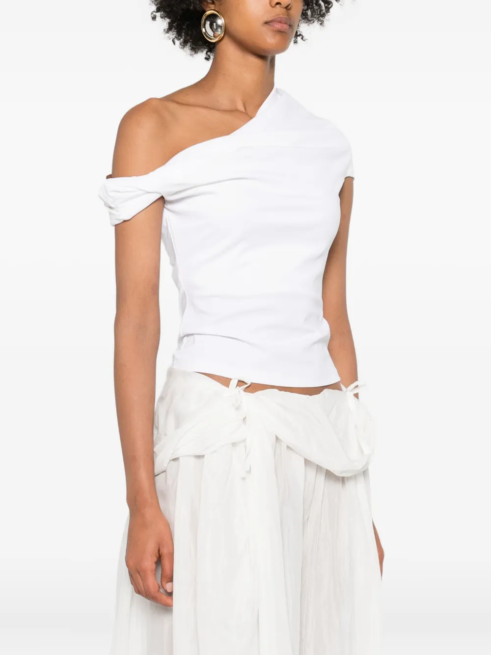 Paris Georgia Ida One-shoulder Draped Top In White