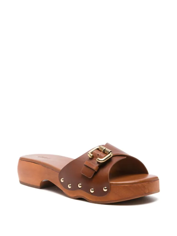 Chloé 40mm Jeanette slip-on Sandals | Brown | FARFETCH