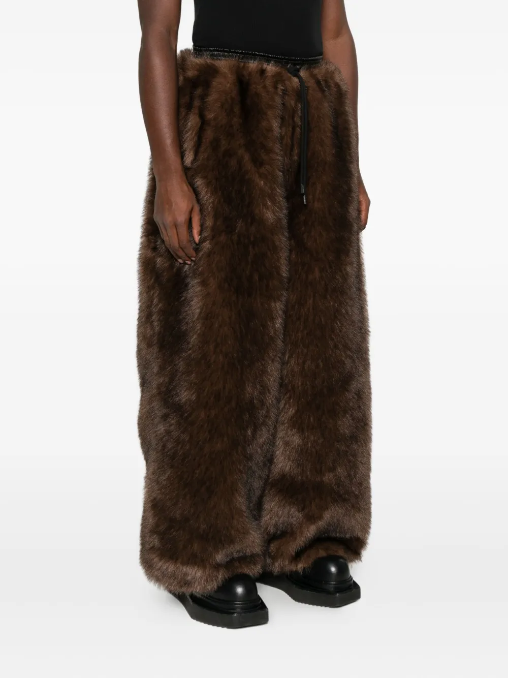 Lựu Đạn Bontan Faux-fur Drawstring Trousers In Brown