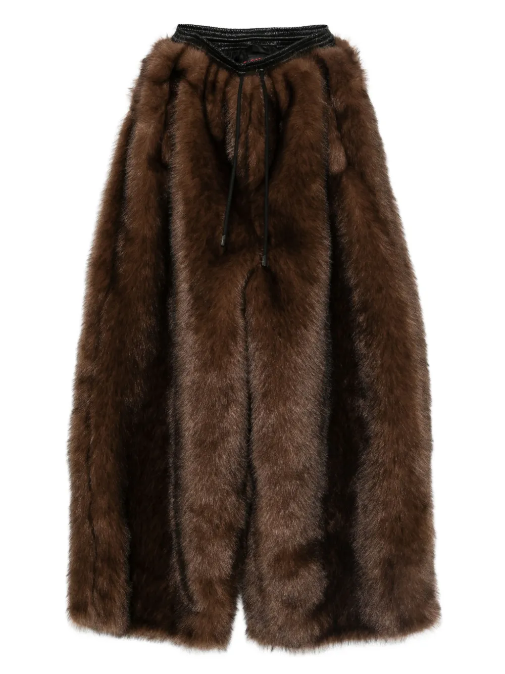 LỰU ĐẠN Bontan faux-fur drawstring trousers | Brown | Image 1
