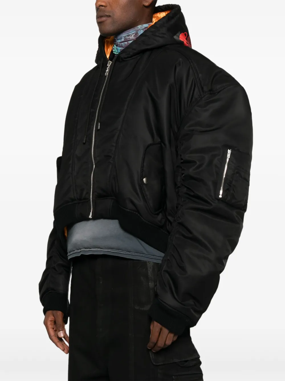 Lựu Đạn Hooded Bomber Jacket In Black