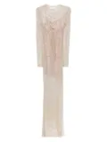 Genny rhinestoned mesh maxi dress - Neutrals