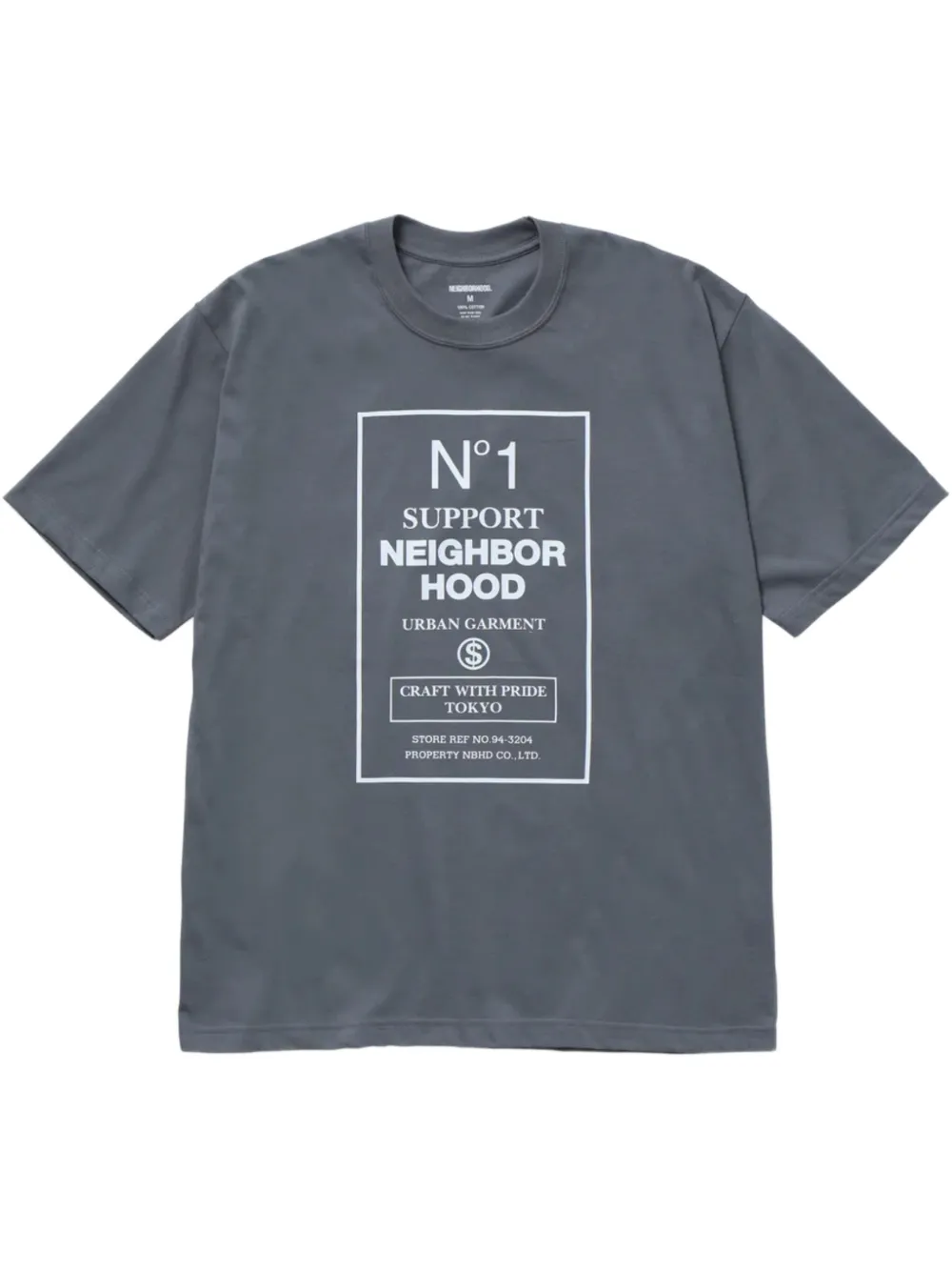 Neighborhood T-shirt met tekst Grijs