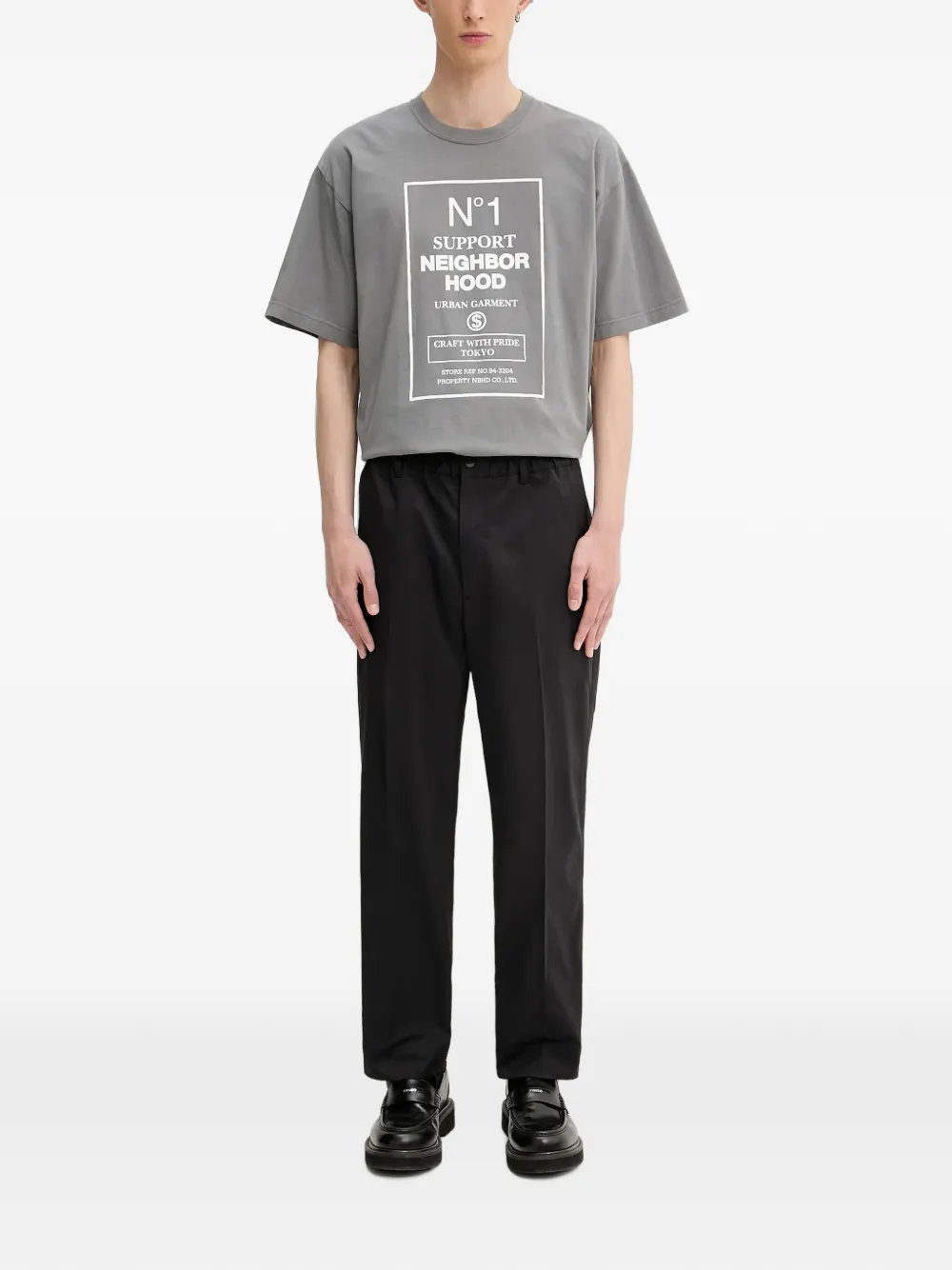 Neighborhood T-shirt met tekst Grijs
