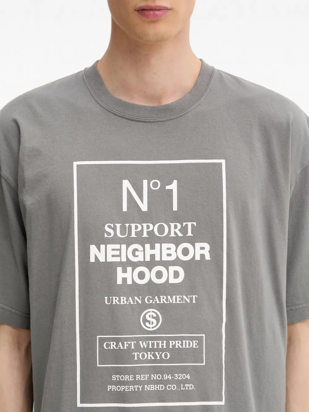 Neighborhood T-shirt met tekst Grijs