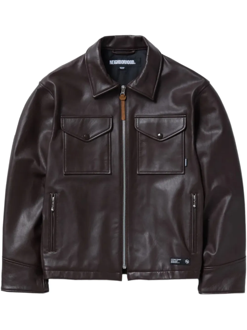 patch pocket leather jacket