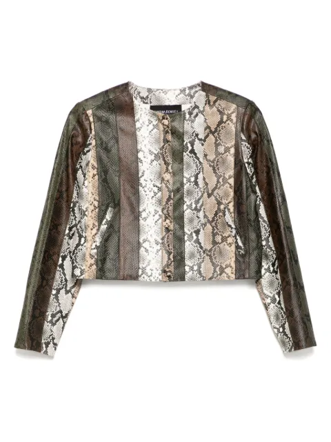 Cynthia Rowley chamarra corta con efecto de piel de serpiente