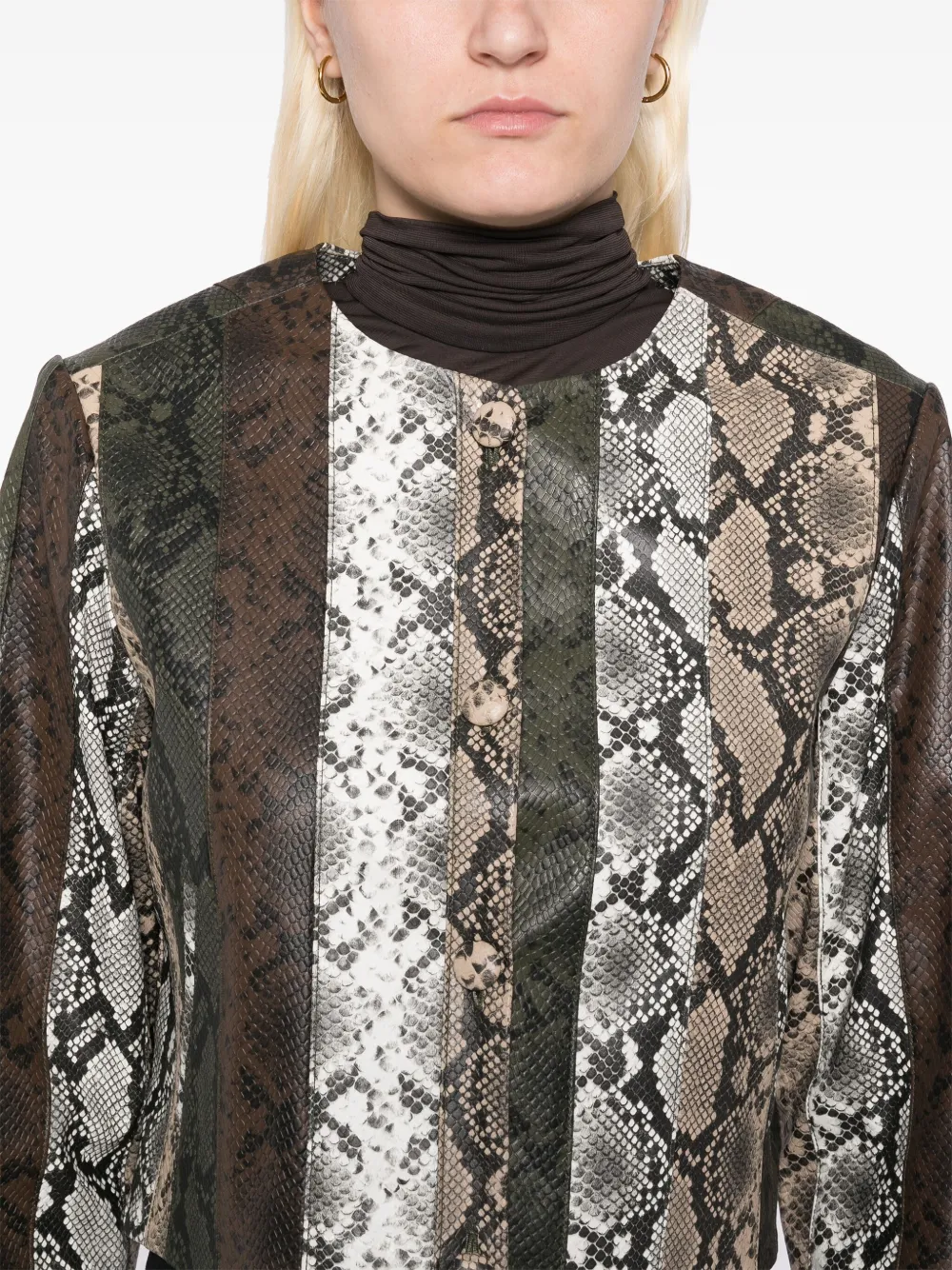 Cynthia Rowley Vegan cropped jack met slangen-reliëf Groen