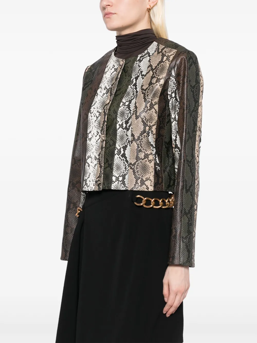Cynthia Rowley Vegan cropped jack met slangen-reliëf Groen