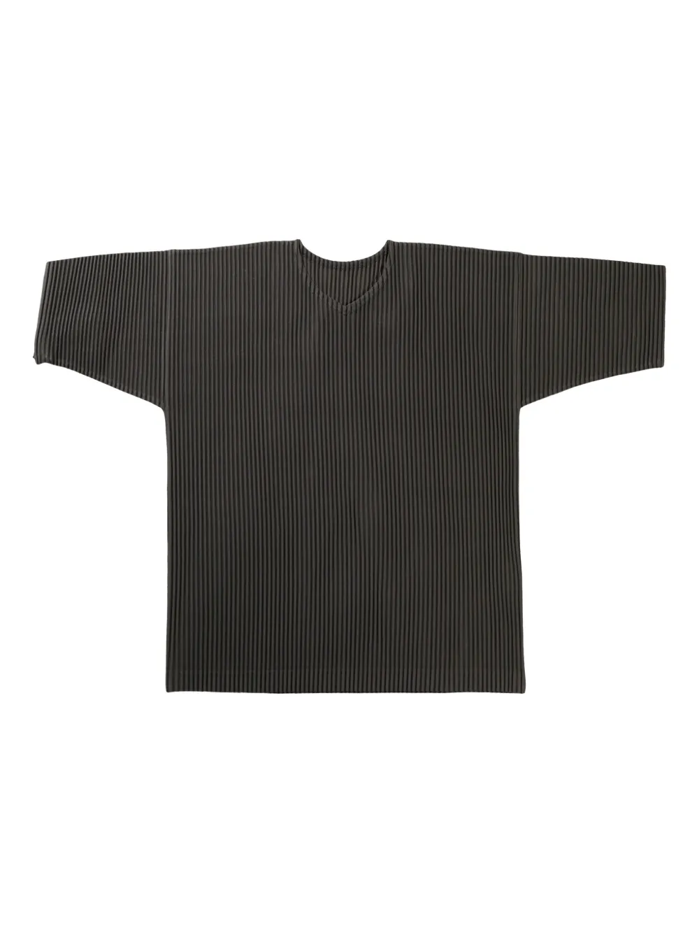 Issey Miyake Ribbed Pleated Relaxed Fit T-shirt In Grey