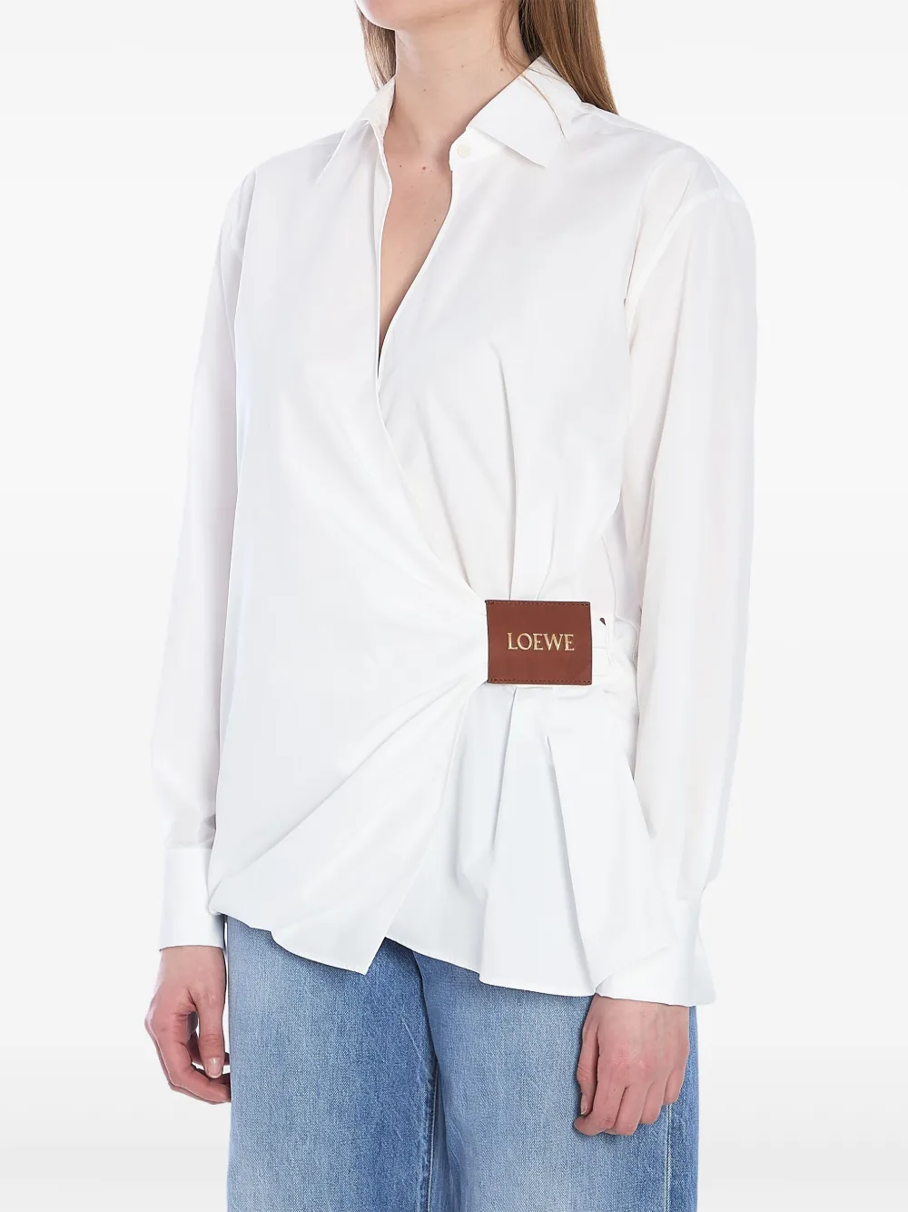 LOEWE Popeline gedrapeerde blouse Wit