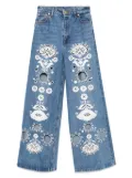Cynthia Rowley embroidered wide-leg jeans - Blue