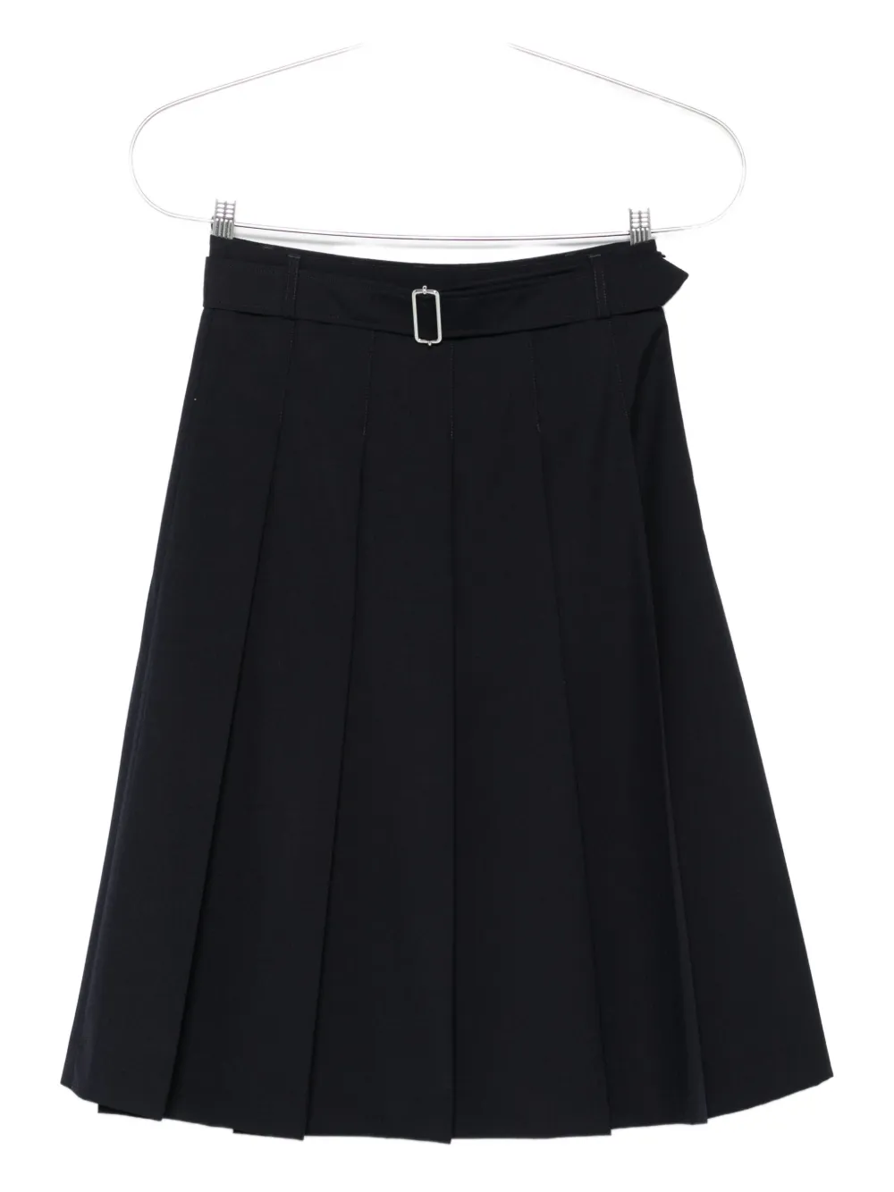 Officine Generale Midi Kendra Pleated Belted Skirt In Black