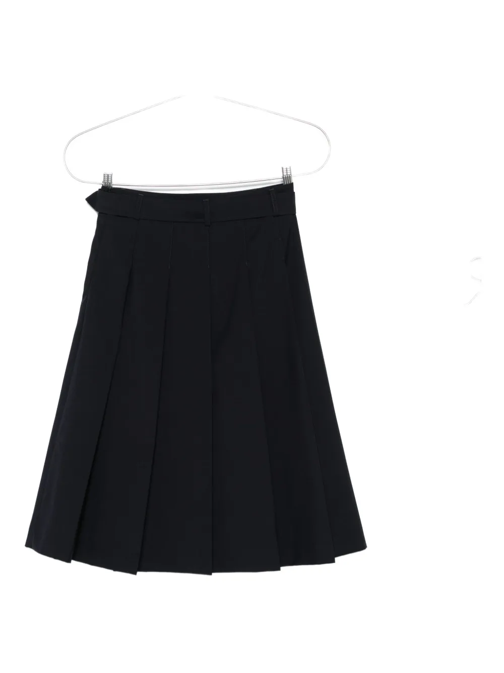 Officine Generale Midi Kendra Pleated Belted Skirt In Black