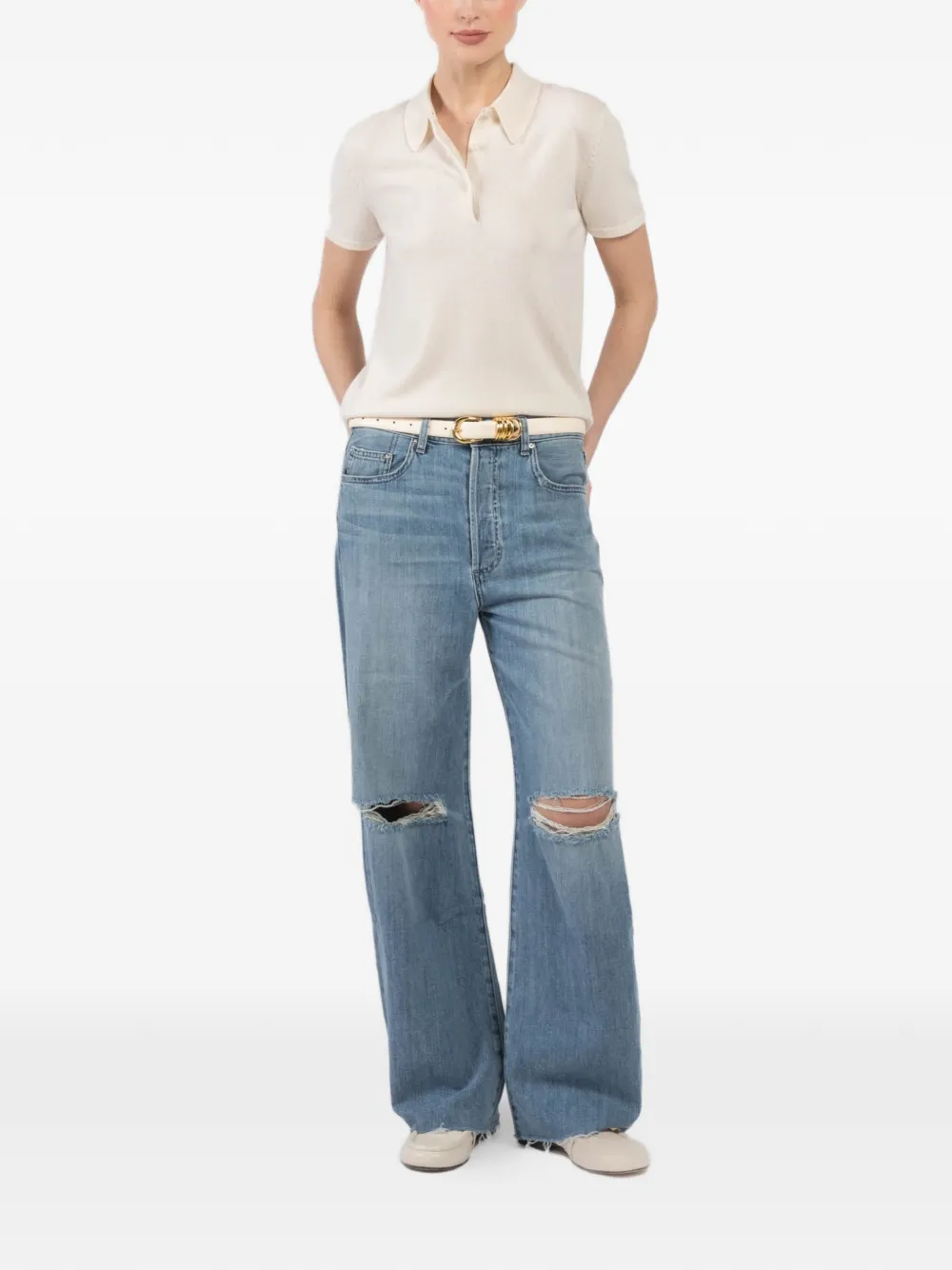 Le Jean distressed detail denim jeans - Blauw