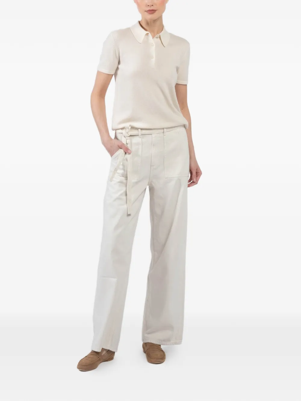 Le Jean tie-waist patch-pocket jeans - Wit