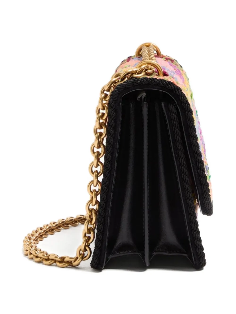 Valentino Floral Embroidered Mini Shoulder Bag In Purple