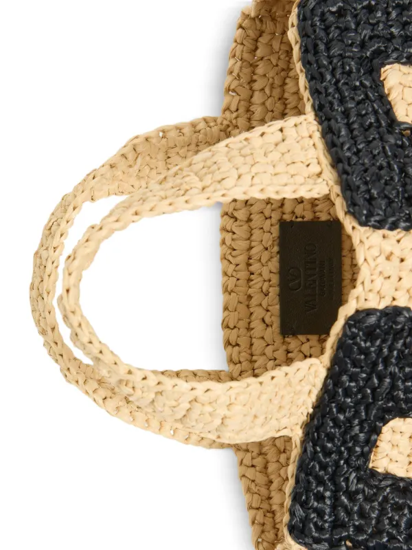 【VALENTINO】 Viva Superstar Small raffia tote bag Valentino Garavani Small Viva Superstar Raffia Tote Bag