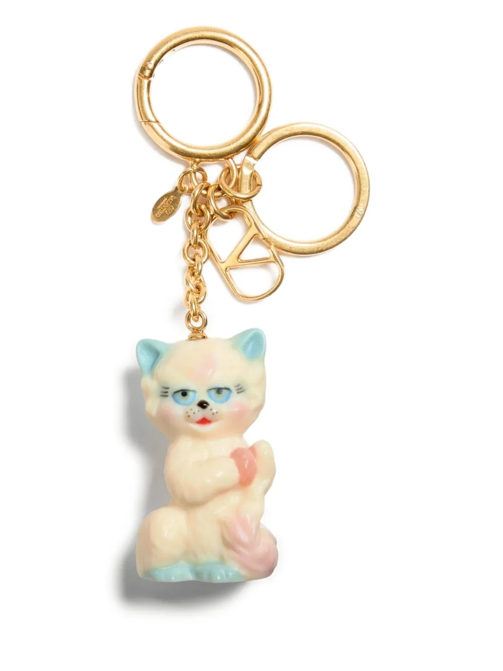 Valentino Le Chat De La Maison Bag Charm With Key Ring In Neutrals