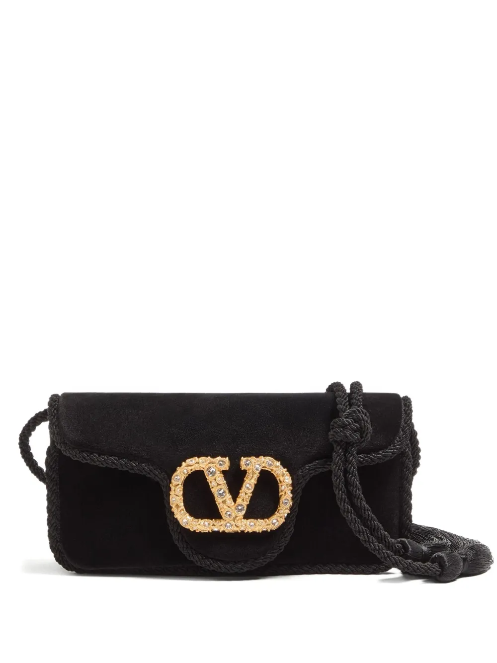 Valentino Garavani Locò ビジュートリム クラッチバッグ - ブラック Valentino Garavani Locò ビジュートリム クラッチバッグ - ブラック