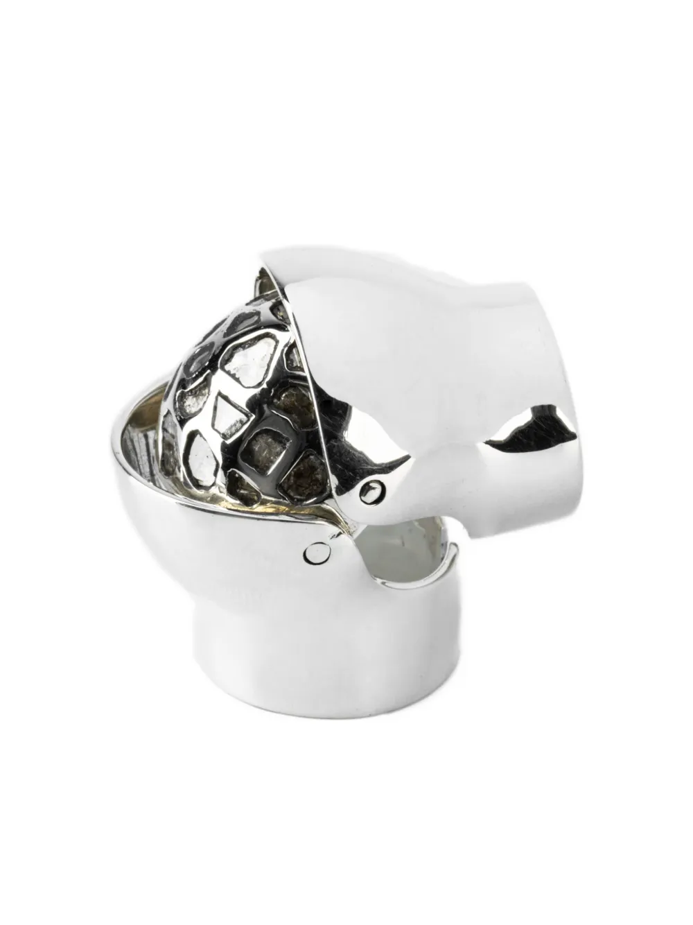 Parts Of Four Sterling Silver X Fangophilia Joint Bands Diamond Ring In Metallic