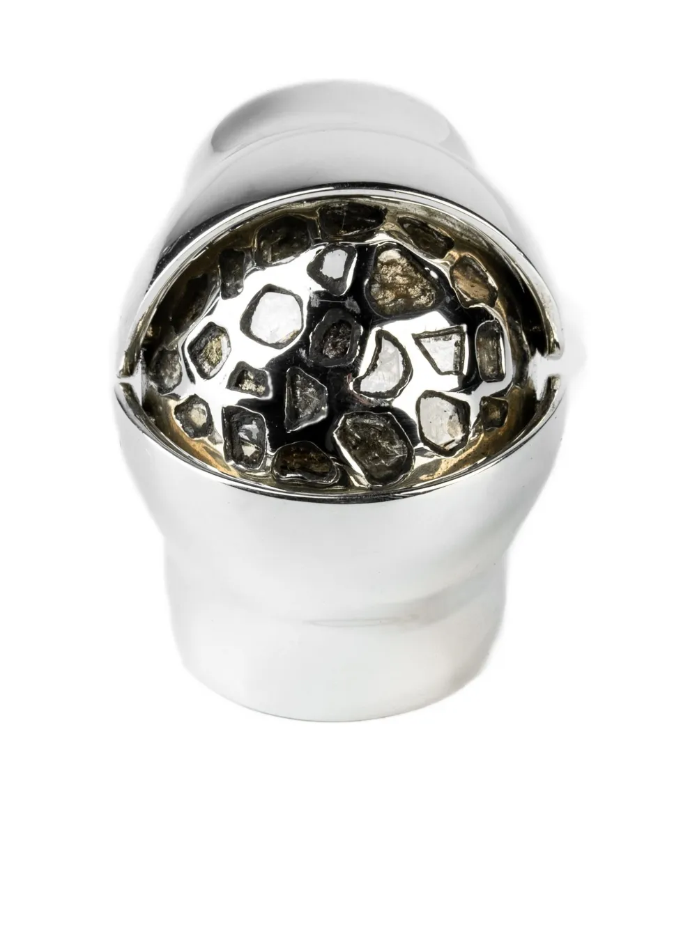 Parts Of Four Sterling Silver X Fangophilia Joint Bands Diamond Ring In Metallic