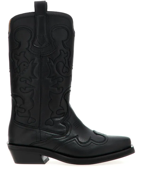 GANNI 'Western' Texas Boots Black FARFETCH IN