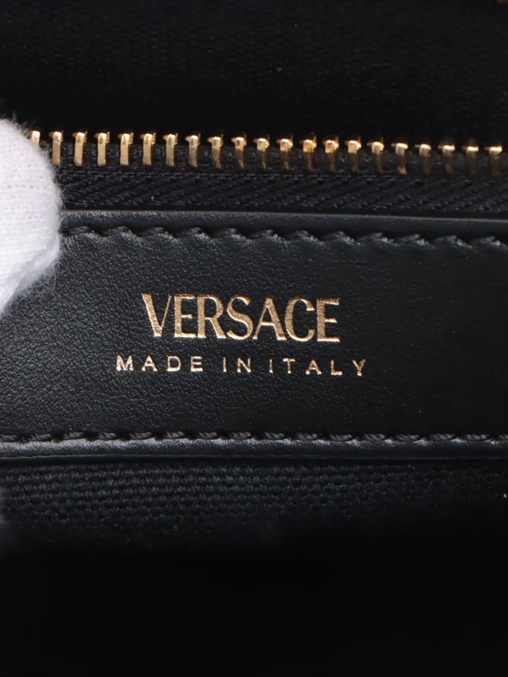 Pre-owned Versace 2020-2024 Logo Canvas Tote Bag In Black
