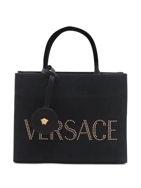 Versace Pre-Owned Borsa Tote In Tela Con Logo 2020-2024 Nero