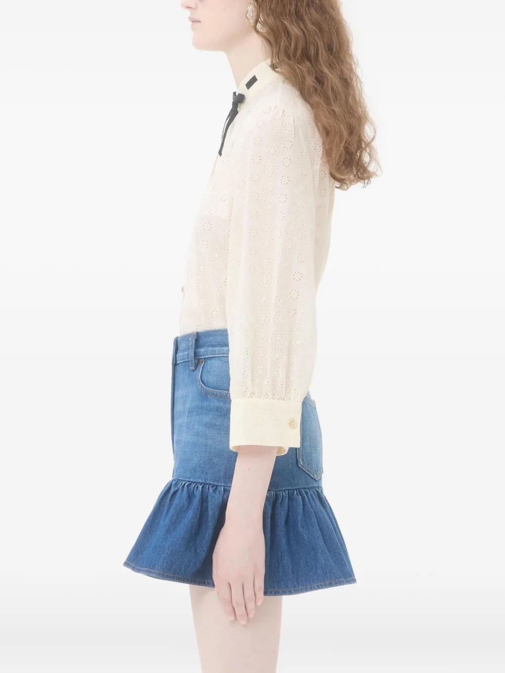 Valentino Garavani blouse met borduurwerk Beige