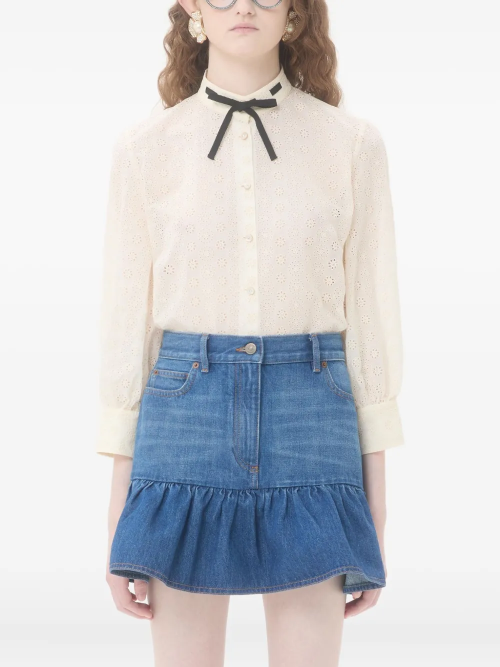 Valentino Garavani blouse met borduurwerk Beige