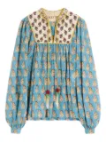 Valentino Garavani Petales d'Amour-print lurex top - Blue
