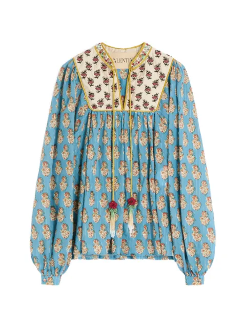 Valentino Garavani cotton and lurex top with embroidered Petales D'amour print