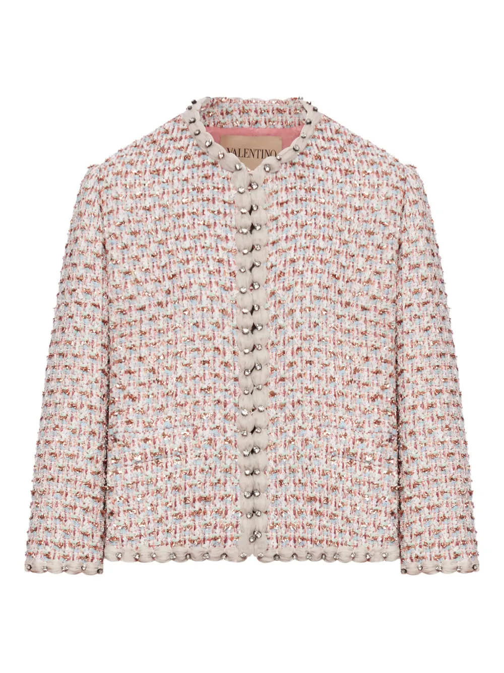 Valentino Garavani Ribbon embroidered tweed jacket | Pink | Image 1