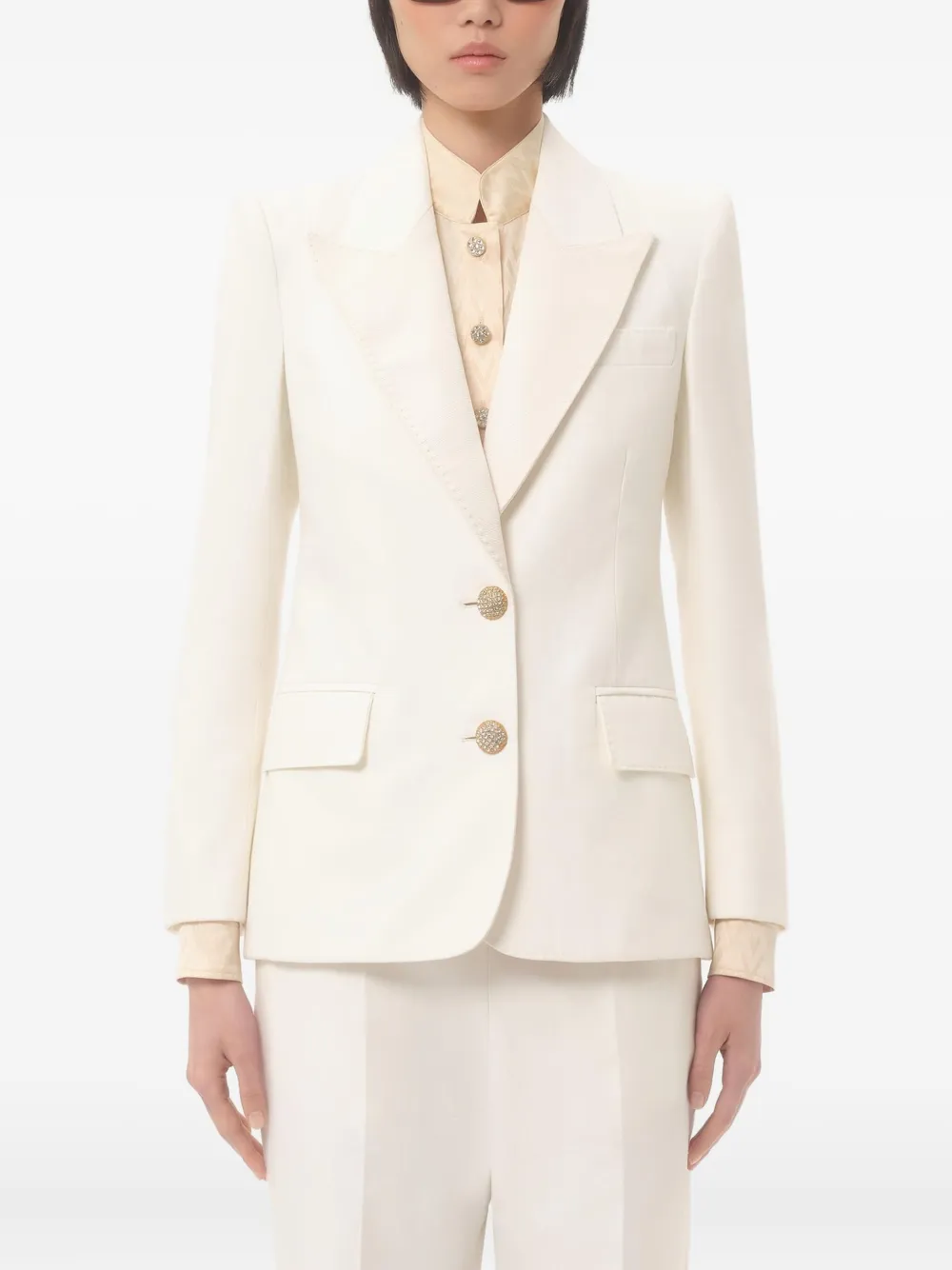 Valentino Garavani Diagonal linnen blazer Wit