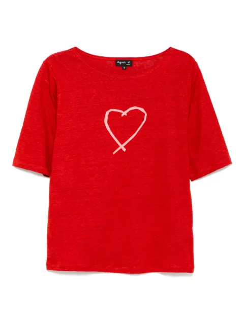 agnès b.  Sarajevo heart printed bow T-shirt