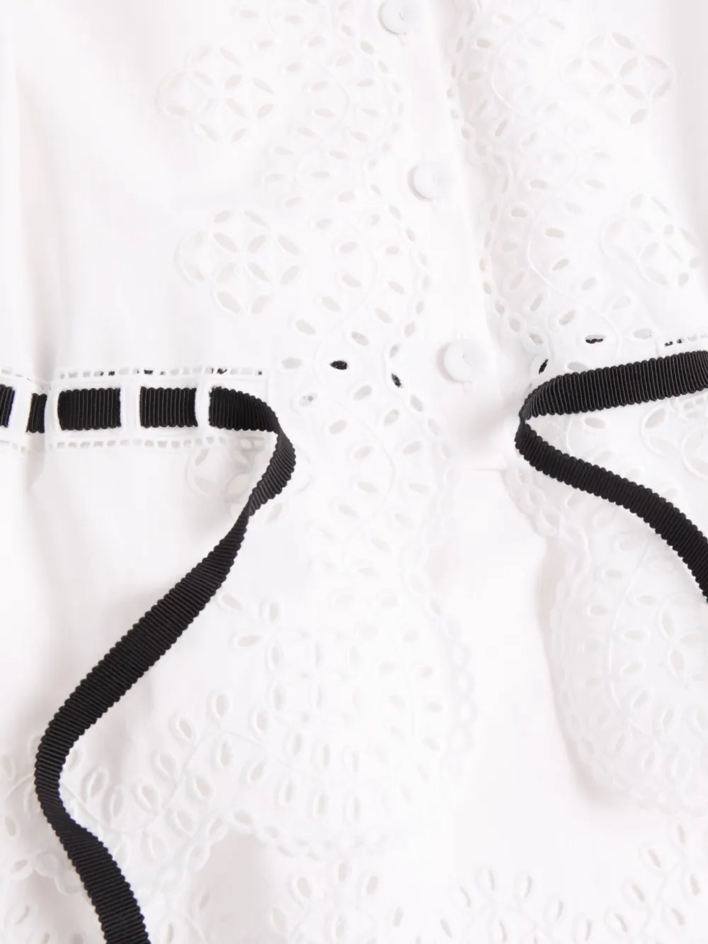 Valentino Garavani Blouse met geborduurd Sangallo-borduurwerk en strikdetail Wit