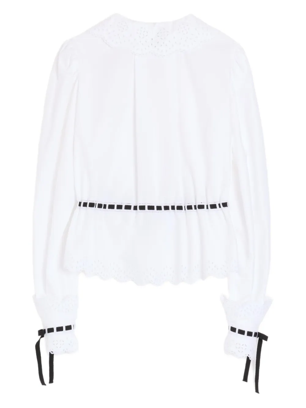 Valentino Garavani Blouse met geborduurd Sangallo-borduurwerk en strikdetail Wit