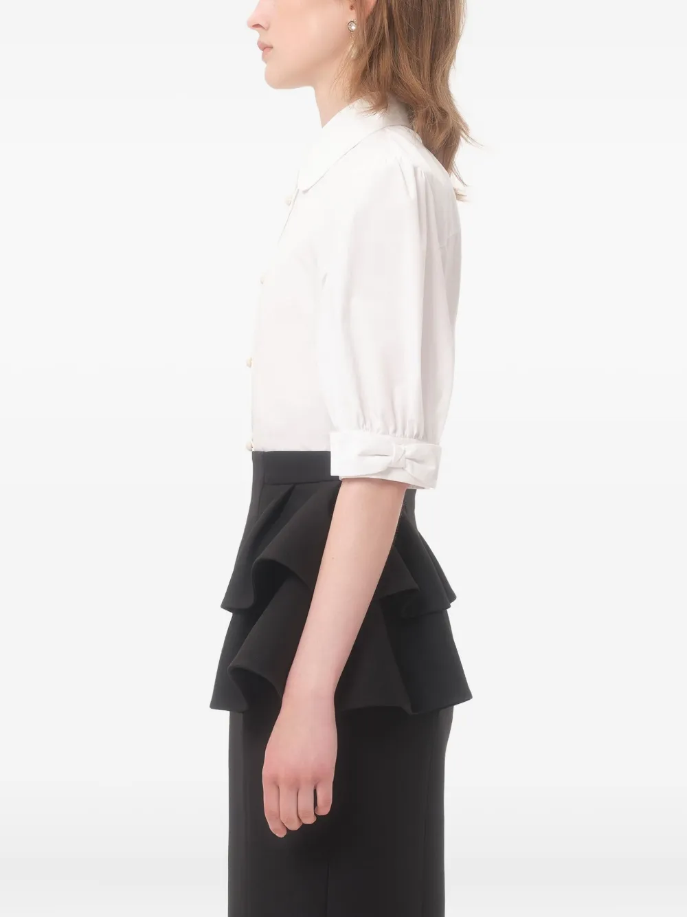 Valentino Garavani puffed sleeve button-up shirt Wit