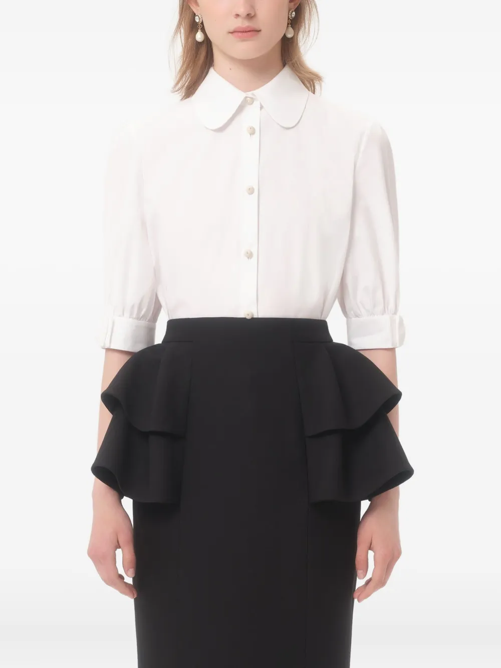 Valentino Garavani puffed sleeve button-up shirt Wit
