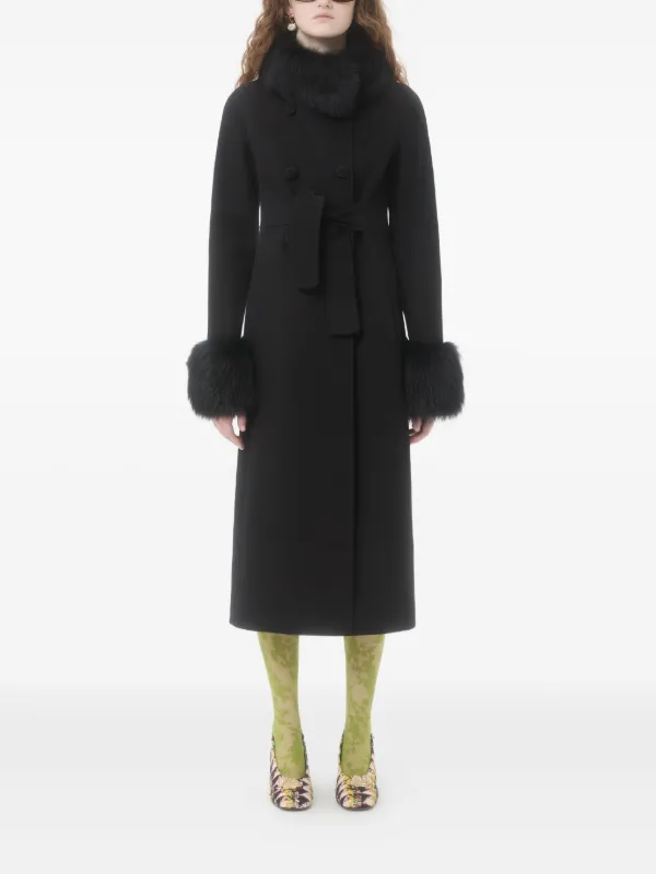 Valentino Garavani Faux fur-trimmed double-breasted Coat