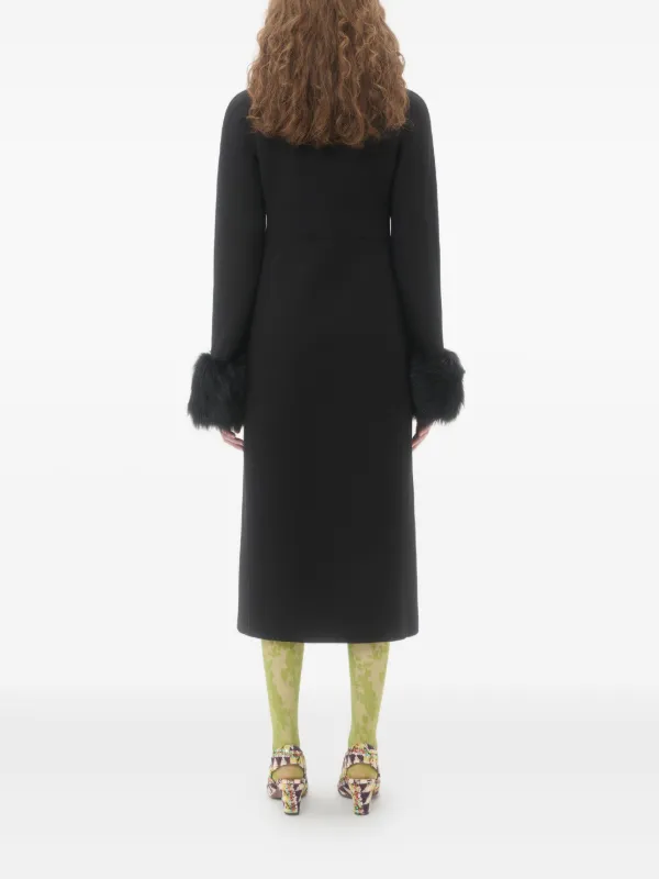 Valentino Garavani Faux fur-trimmed double-breasted Coat | Black