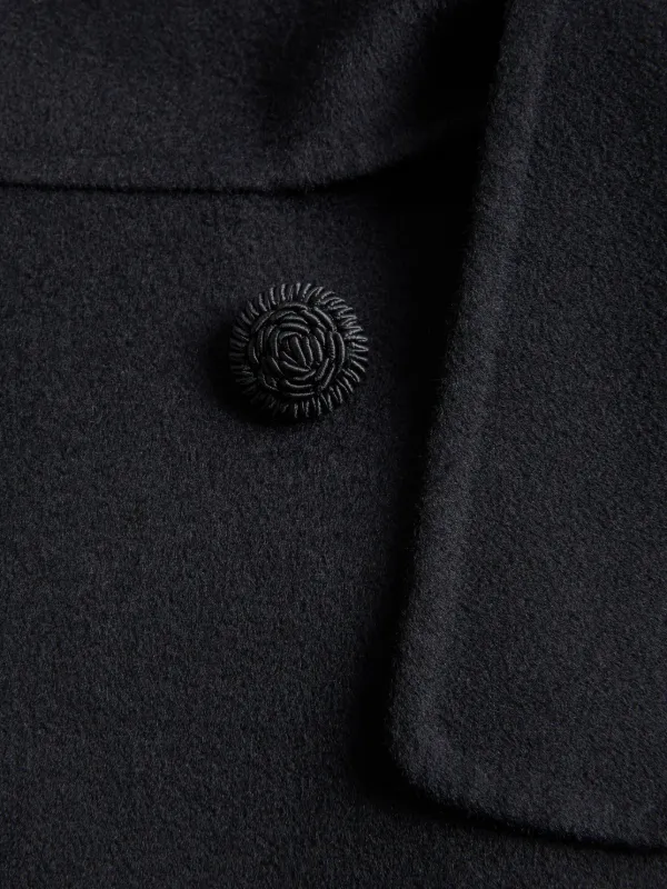 Valentino Garavani Faux fur-trimmed double-breasted Coat | Black