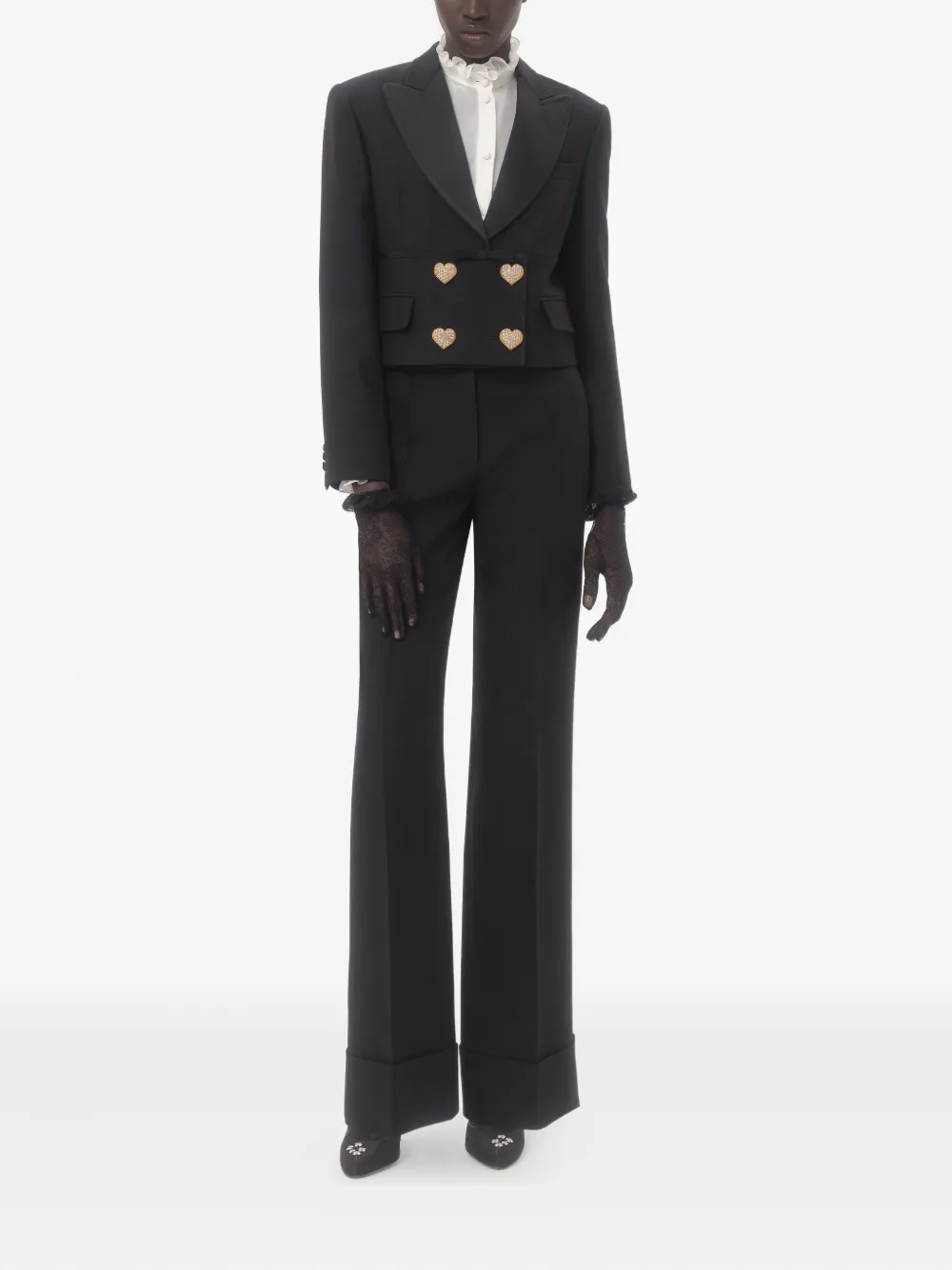 Valentino Garavani Cropped blazer met dubbele rij knopen Zwart