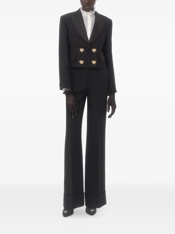 【VALENTINO GARAVANI】クロップド丈のクレープジャケット VALENTINO GARAVANI ウール＆シルク混クレープ クロップド