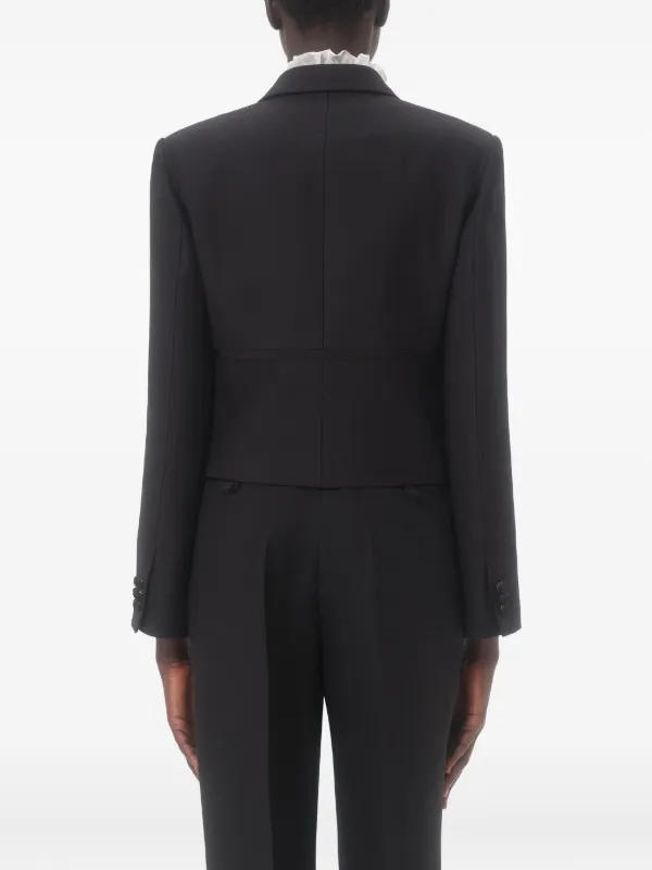 【VALENTINO GARAVANI】クロップド丈のクレープジャケット VALENTINO GARAVANI ウール＆シルク混クレープ クロップド