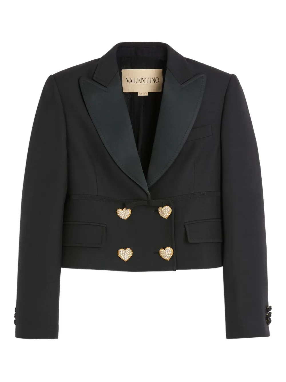 Valentino Garavani Cropped blazer met dubbele rij knopen Zwart